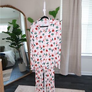 Posh Peanut Pajama Set - White with Red and Green Print